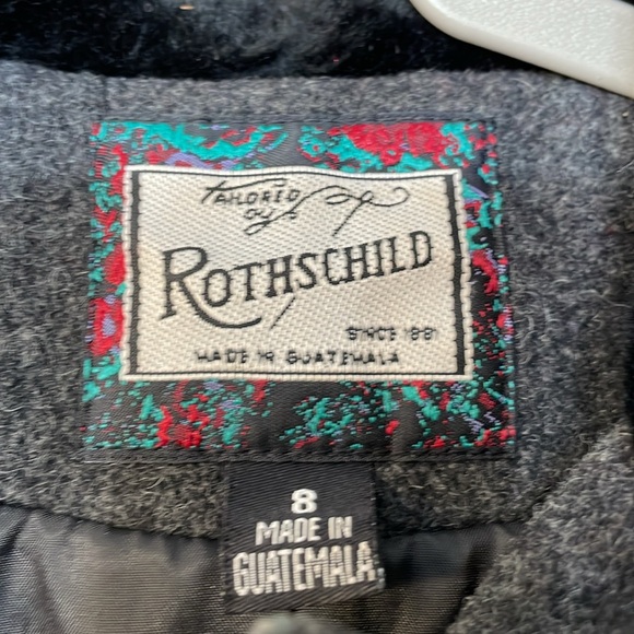 ROTHSCHILD UEC Girls Size 8 Gray Coat with Black Trim Hood Button Dressy Formal - Picture 6 of 11